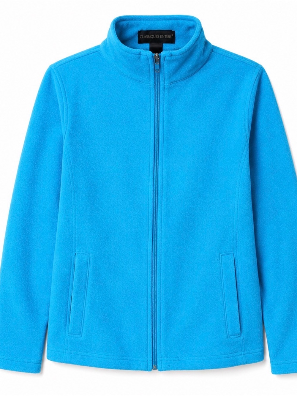 Classiques Entier Turquoise Blue Full-Zip Fleece Jacket Crop Sleeve